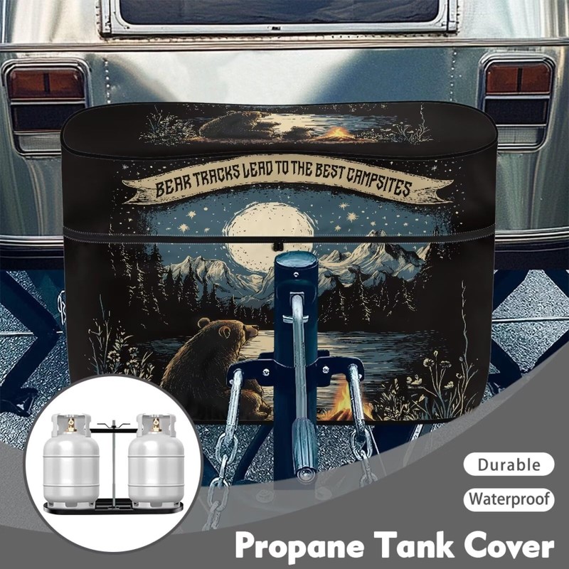 RV Propane Tank Cover Forest Bear Print Waterproof Camper Propane