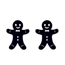 Christmas Gingerbread Man Small Stud Earrings Minimalist Stainless Steel Funny Cartoon Christmas Cookie Candy Cane Snowflake Tiny Earrings for Women Xmas Winter Festival Holiday Party Fashion Jewelry Gifts (Black)