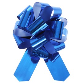 sourcing map 10pcs 6 Inch Metallic Large Big Pull Bow Glitter Gift Wrapping Bows Ribbon for Wedding Car Baskets Presents Christmas Bow, Blue