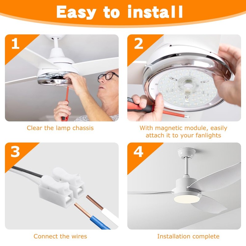24w 6.2-Inch Ceiling Fan LED Light Replacement, Dimmable LED Retrofit
