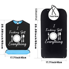 BWWKTOP I fu*king Spill Everything Adult Bibs With Crumb Catcher Adjustable Dining Clothing Protectors For Adults (fu*king 2 Spill)