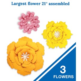 Carson Dellosa Creatively Inspired Dimensional Flower Bulletin Board Cutouts, 3 Orange, Yellow, and Pink Flower Decor Classroom Cutouts for Bulletin Board Decorations, Spring Decor and Classroom Decor