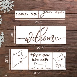 Welcome Stencils for Doormat 27.5” Cat Door Mat Stencil Enter Escape Doormat Stencils for Painting on Wood Fabrics Porch