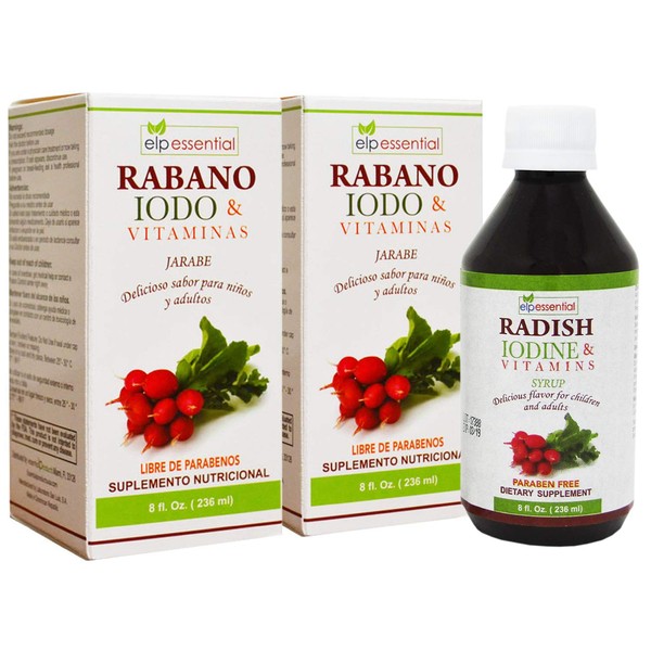 ELP ESSENTIAL Rabano Yodado Supplement Rabano Iodo & Vitaminas Jarabe 8oz Syrup (2)