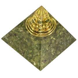 mookaitedecor Peridot/Olivine Heilkristall Quarz Pyramide, Positive Energiepyramide für EMF Schutz Meditation/Yoga/Heilung Chakra/Wohnkultur 54mm