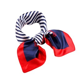 KRYMSON 2-Piece Nautical Scarf, Red/Blue/White Square Scarf, Nautical Sailor Costume Accessories, Suitable for Prom, Party, Cosplay and Celebration, Red, Blue and White
