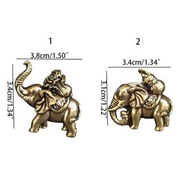 Kopida Vintage Mini Brass Elephant Statues Elephant Figurines Solid Lucky Elephant Ornament Wealth Statues Desktop Metal Art Decoration for Home Office