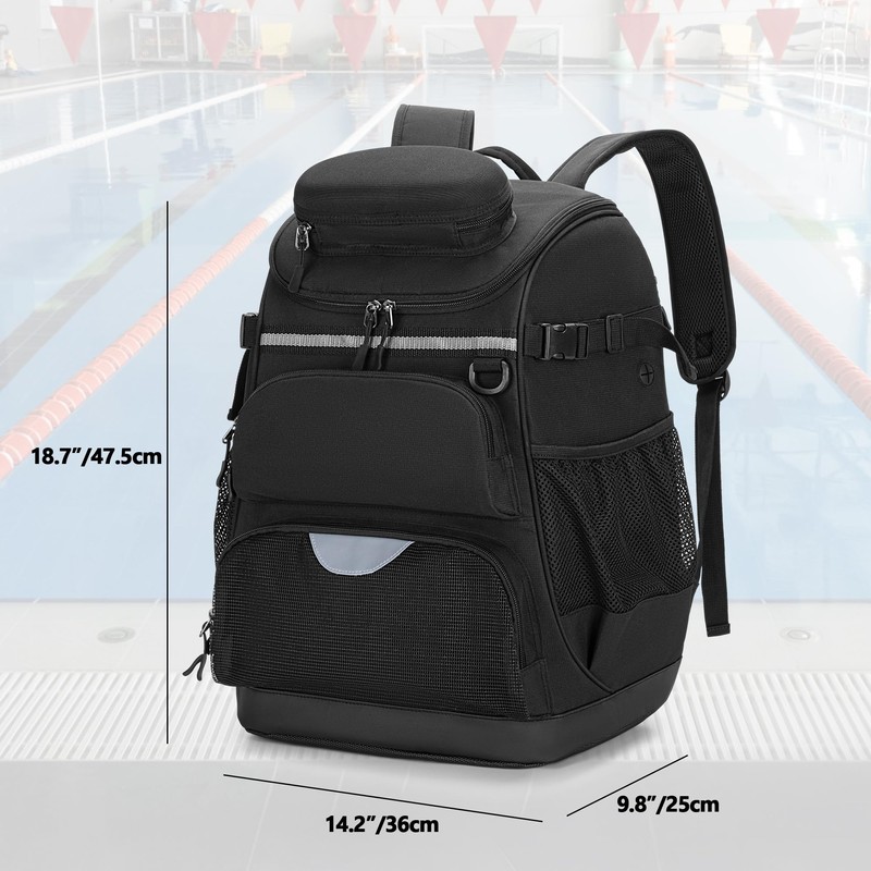 GOBUROS Swim Backpack with Separate Shoe Space, Swim Gear Bag
