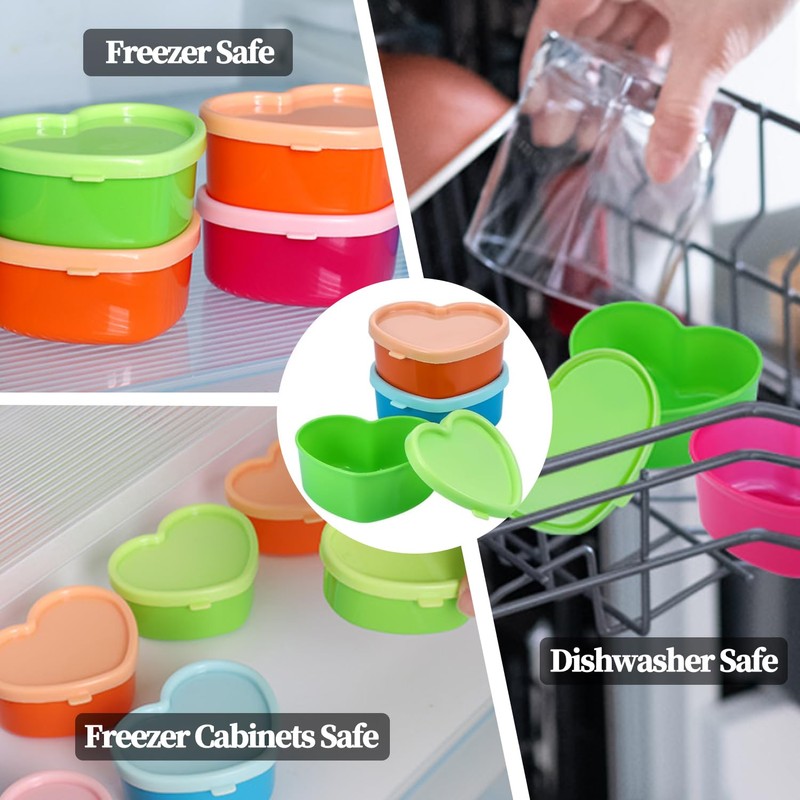 Eclovane 10Pc Small Food Containers with Lids – 90ML Heart-Shaped