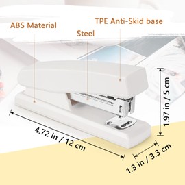 Stapler, Office Stapler, Stapler for Desk Portable Durable Staplers Office Supplies (White)