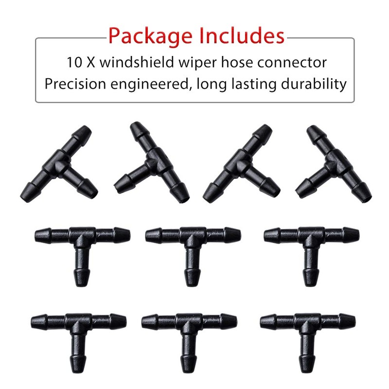 OTUAYAUTO Windshield Washer Hose Connectors, Universal Wiper Hose Connector T-Type
