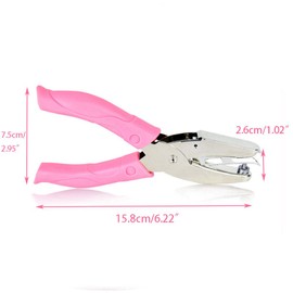 1PCS Handheld Hole Punch, DIY Arts Hole Punch Cute Hole Puncher with Pink Grip Metal Perforator for Home Office School (Small Circle)