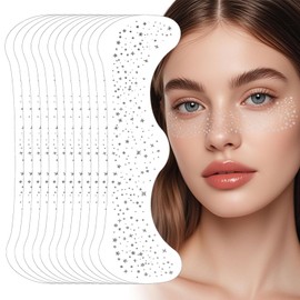 Pack of 12 Glitter Freckles Tattoo Silver, Glitter Face, Fake Freckles, Party Makeup Decoration Stickers, Waterproof and Sweat-proof, for Concerts, Weddings, Pool Parties (Silver)
