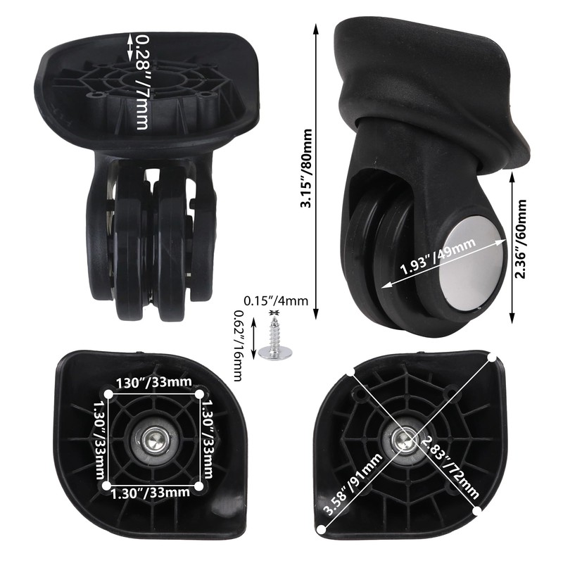 BQLZR Luggage Wheels Spinner Suitcase W003 with Screw for Travel