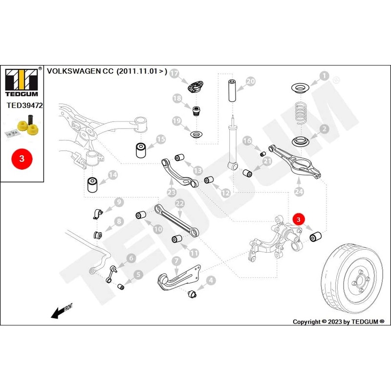 TEDGUM TED39472 POLYURETHANE BUSHING REAR LOWER CONTROL ARM (OUTER)