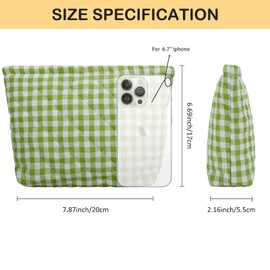 DOB SECHS Small Travel Cosmetic Bags for Women, 10.5 inch Corduroy Makeup Pouch Organizer for Toiletries Accessories Cosmetics, Green