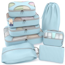 Shacke 8 Set Packing Cubes for Travel Lightweight Luggage Organizer (Sky Blue)