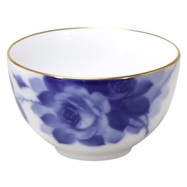 Okura Toen 64CN/8011-A Blue Rose Japanese Bowl, Approx. 13.6 fl oz (395 cc), Made in Japan