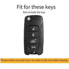 ontto Car Key Case Suitable for Jeep Renegade Compas 2016-2020 Dodge Chrysler Protective Case TPU Silver Edge Key Case Key Case Key Fob Folding Key Case Cover 4 Buttons A Black