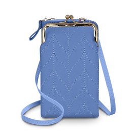 AfitLulu Women's Cross-Body Bags PU Leather Crossbody Phone Bag Combines Phone Bag and Purse, Crossbody Bag Stylish Small Shoulder Bag with Removable Strap for Cellphones Card (Blue)