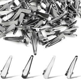 100-Pack 30mm Small Silver Alligator Clips for Hair, Crafts - Metal Crocodile Clips Hair Pins, Teeth Bows, Hair Clip Holders for Arts & Crafts, Hair Accessories