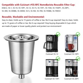 Reusable Stainless Steel Filter Cup for Cuisinart, Compatible with Cuisinart #SS-RFC HomeBarista Reusable Filter Cup, Upgraded Version (1 Pack)