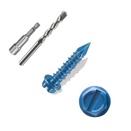 ANCHOREASE 3/16″×1-1/4″ (200PCS) Hex Head Concrete Screw Anchor with Drill Bit, Blue Screw, for Anchoring to Masonry, Block or Brick