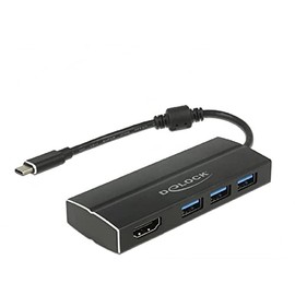 DeLOCK 63931 interface hub USB 3.0 (3.1 Gen 1) Type-C 5000 Mbit/s Black 63931, USB 3.0 (3.1 Gen 1) Type-C, USB 3.1 (3.1 Gen 1) Type-A, 3840 x 2160 pixels, 5000 Mbit/s, Black, Black