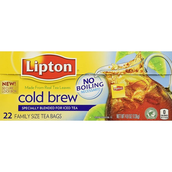 Lipton Cold Brew Family Iced Tea Bags Black tea 22 ct (Pack of 2)