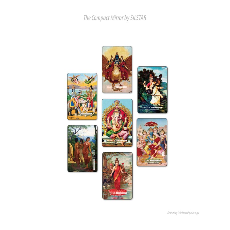 SILSTAR PROFESSIONAL コンパクトカードミラー 割れないアクリルメイクアップミラー バニティミラー (ラジャ・ラヴィ・ヴァルマ_マンガラムルティガネーシャ) 149