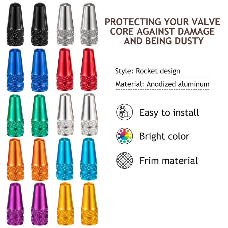 Boao 40 Pcs Bicycle Presta Valve Cap Multi Color Anodized