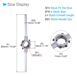 CoCud Tap and Die Holder Set, M10 x 0.5 Thread Die & Suitable for 30 mm Outer Diameter / M10-M11 Thread Die Wrench Tool Set
