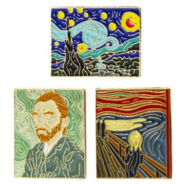 Amersis 3 PCs Van Gogh Starry Night, Vincent Van Gogh Self Portrait, Edvard Munch The Scream Enamel Lapel Pins