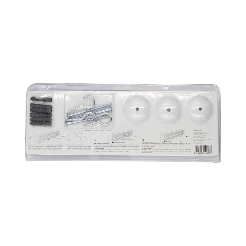 Tensor Tendedero de Ropa Retráctil, 3 Cables de 4.5 Metros,