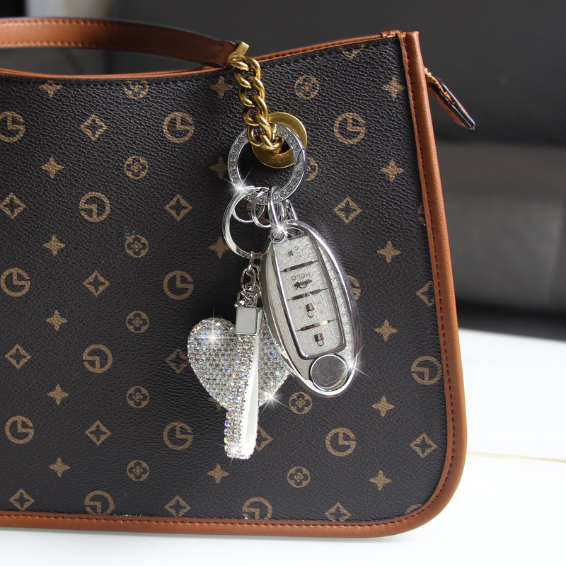 YIKECASE Key Fob Cover with Diamond Keychain, Car Key Holder