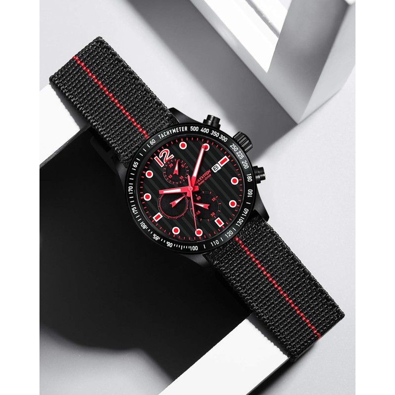 Binlun Elastic NATO Fabric Nylon Watch Strap, Waterproof Replacement Velcro