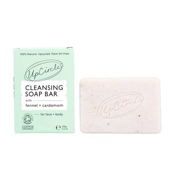 UpCircle Fennel + Cardamom Chai Soap Bar 3.5oz - Certified Organic Vegan Cleanser For Face And Body - Green Clay, Glycerin + Shea Butter Draw Toxins From Pores - Palm Oil Free