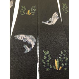 Generisch Fischer ST12 P17 Braces Fishing Austria Vienna Vienna in Fish Design 35 mm Wide in H-Shape with 4 Extra Strong Clips Dark Green, Green with fish