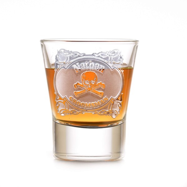 Skull And Cross Bones Groomsman Shot Glass Gifts (Set Of