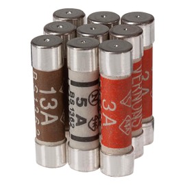 Maplin Mixed Pack of Plug Fuses 3A/5A/13A BS1362 25.4 x 6.4mm, Pack of 9