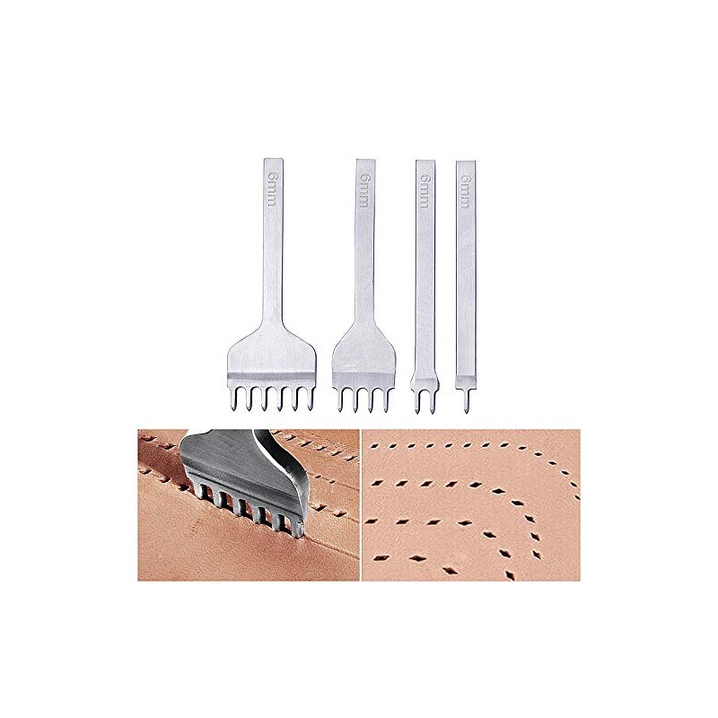 Leather Craft Tool 1/2/4/6 Prong Lacing Stitching Punch Hole (6mm)