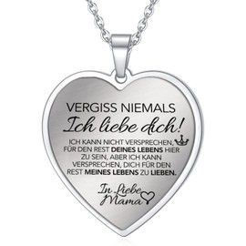 AITENME Necklace Heart Necklace Inspirational German Letters for My Daughter Granddaughter Women's Necklace Stainless Steel, Stainless Steel
