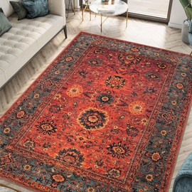 Keen Home Design Machine Washable Area Rugs with Non-Slip Backing, Ideal for Hallway, Living Room, Bedroom, Kitchen and Laundry Room, Vintage Moroccan and Low Pile Rug (3' x 5')