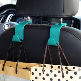 Soleebee 4 Pack Car Headrest Hook Universal Car Seat Hook Auto Hook Car Back Seat Hangers Storage Organizer (Teal)