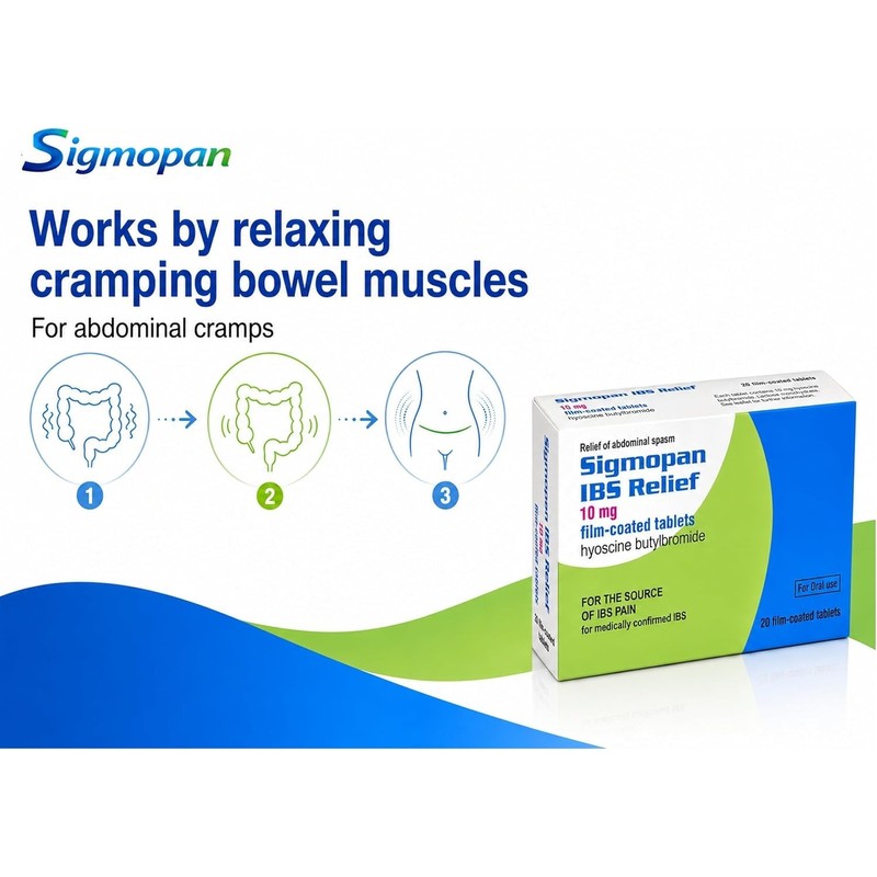 Sigmopan 10mg Film-Coated Tablets for Stomach Cramps, Spasms & Discomfort