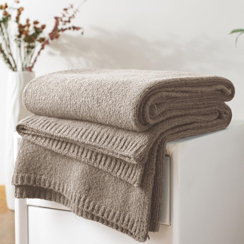 Carriediosa Wool Blend Knit Throw Blanket 60" X 80", 50%