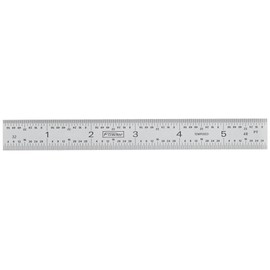 Fowler 52-330-006 Rigid Steel Rule with Satin Chrome Finish, 4R Graduation Interval, 6" L x 0.75" W x 0.04" Thick