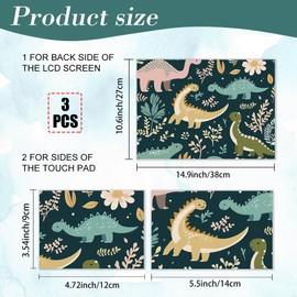 PLIGREAT Cartoon Dinosaur Laptop Skin Stickers, Reusable Netbook Skin Sticker Vinyl Decals for PC Notebook Laptops Keyboard Cover Universal 12" 13" 13.3" 14" 15" Waterproof Laptop Case Protector Film