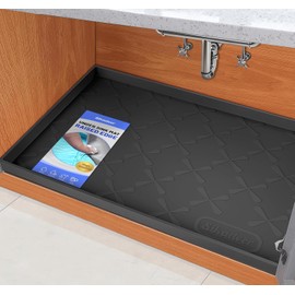 SIKADEER 40" x 22" Under Sink Mat Waterproof, Silicone Mat Kitchen Drawer Shelf and Cabinet Liner, Sink Protector for Kitchen Organizers and Storage, Boot Tray Pet Food Mats