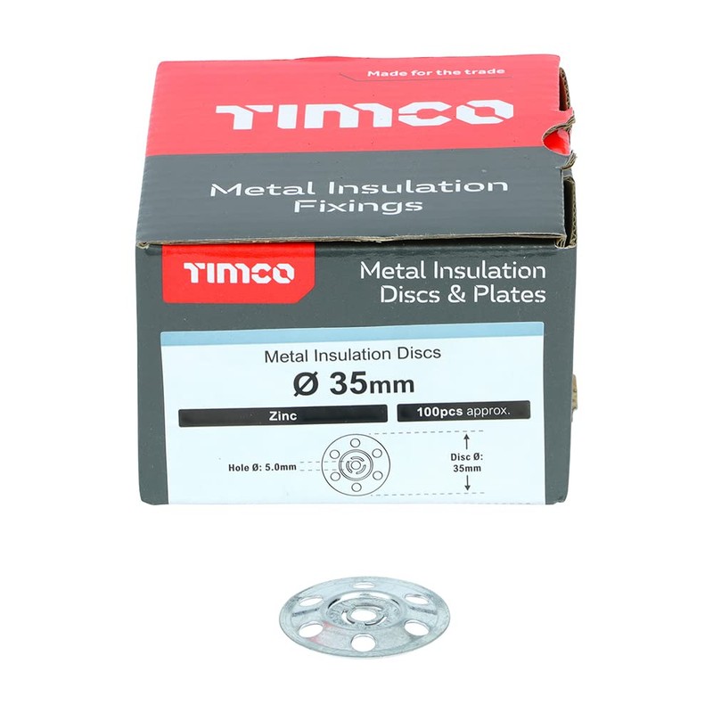 TIMCO Metal Insulation Disc 35mm - Box of 100 -